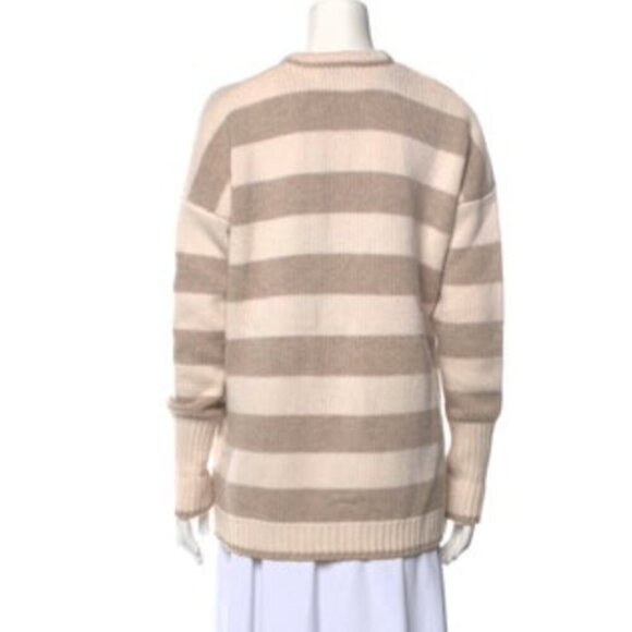 La Ligne Martha Cardigan Size Small Striped Wool Cashmere Sweater Nude Tan - Picture 4 of 11
